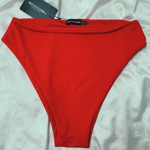 Red Mix & Match High-Waisted Bikini Bottom